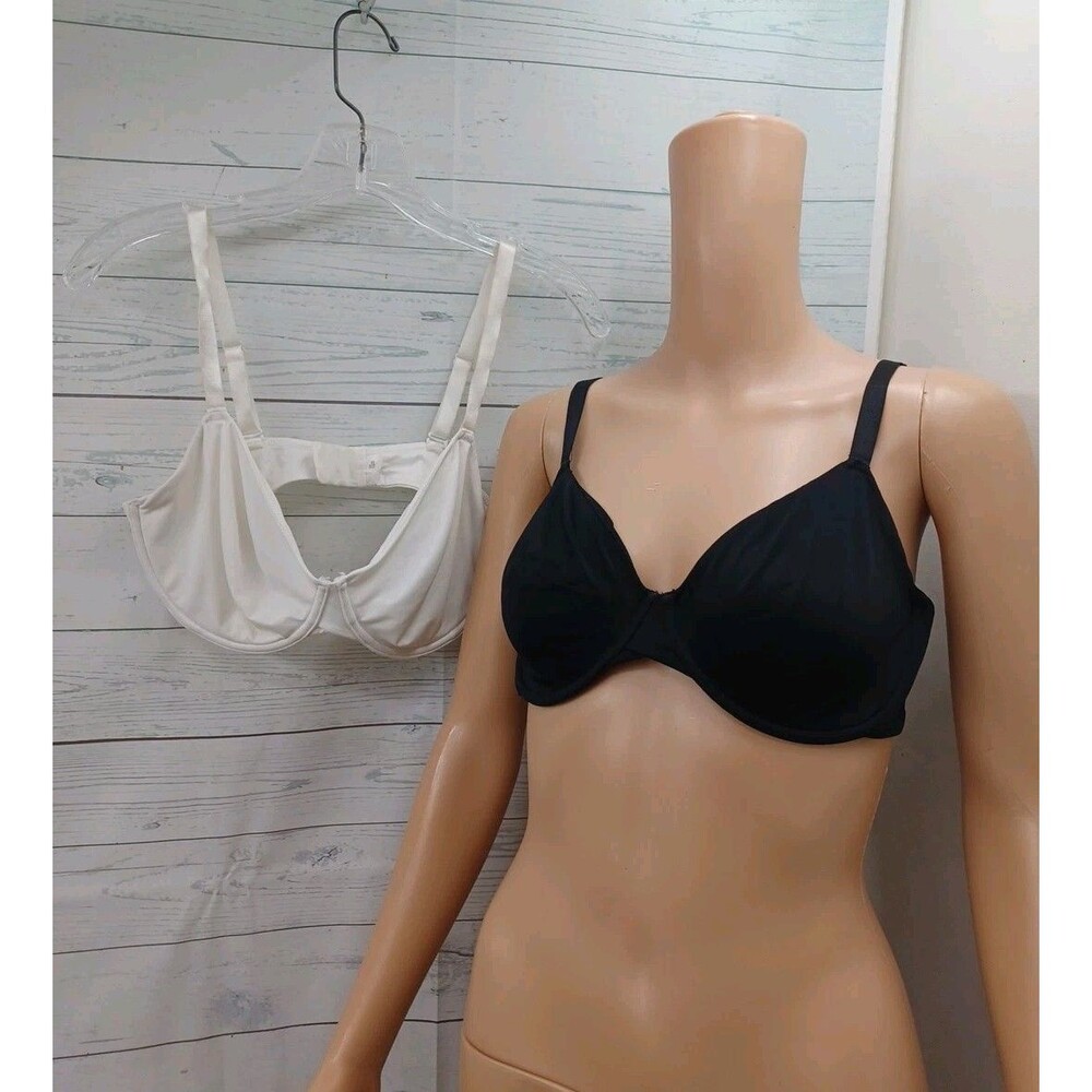 Lot Of 2 Auden Women Bra 36B Black & White Balconette Underwired